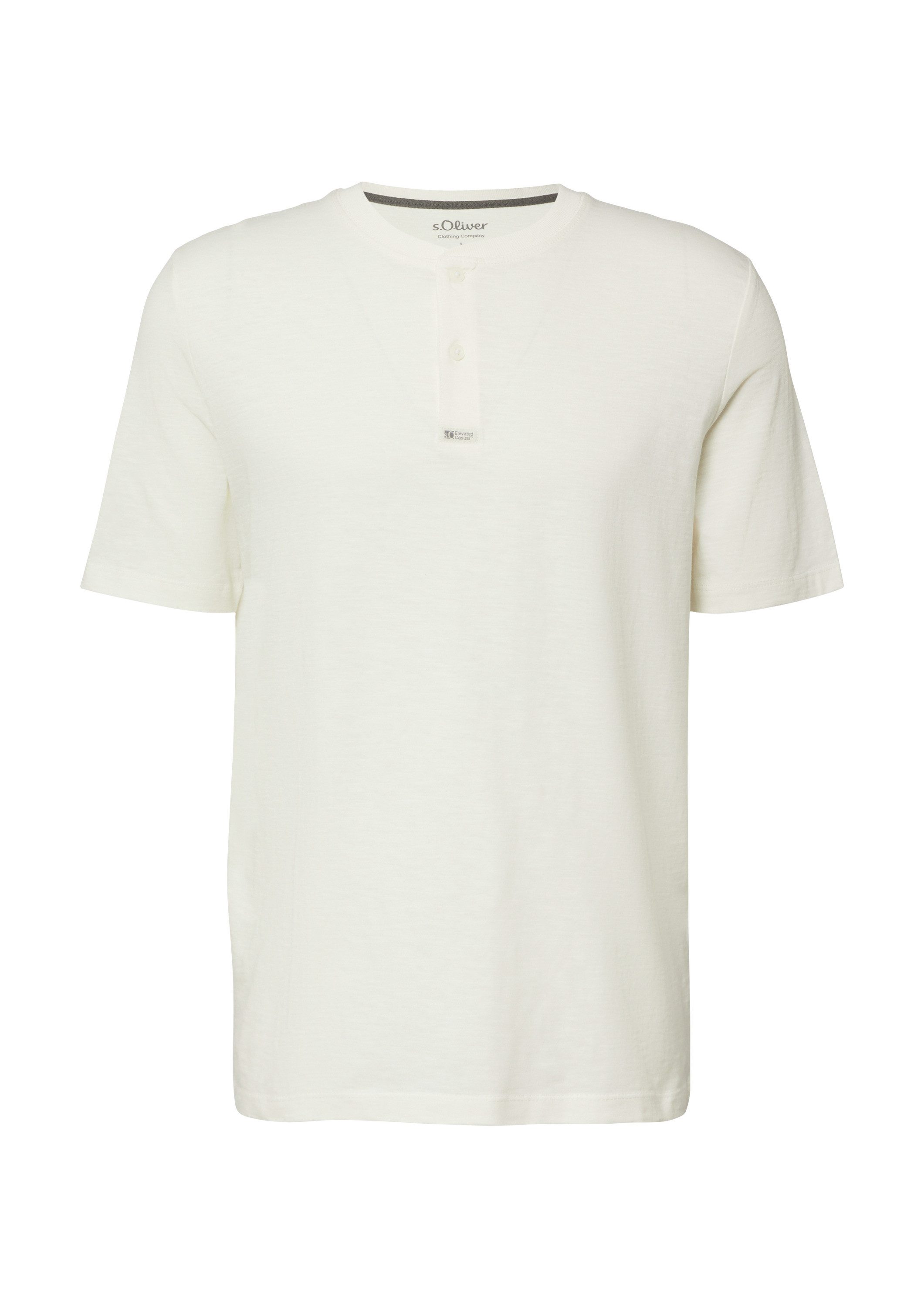 s.Oliver Kurzarmshirt T-Shirt Henley-Shirt in Flammgarnstruktur