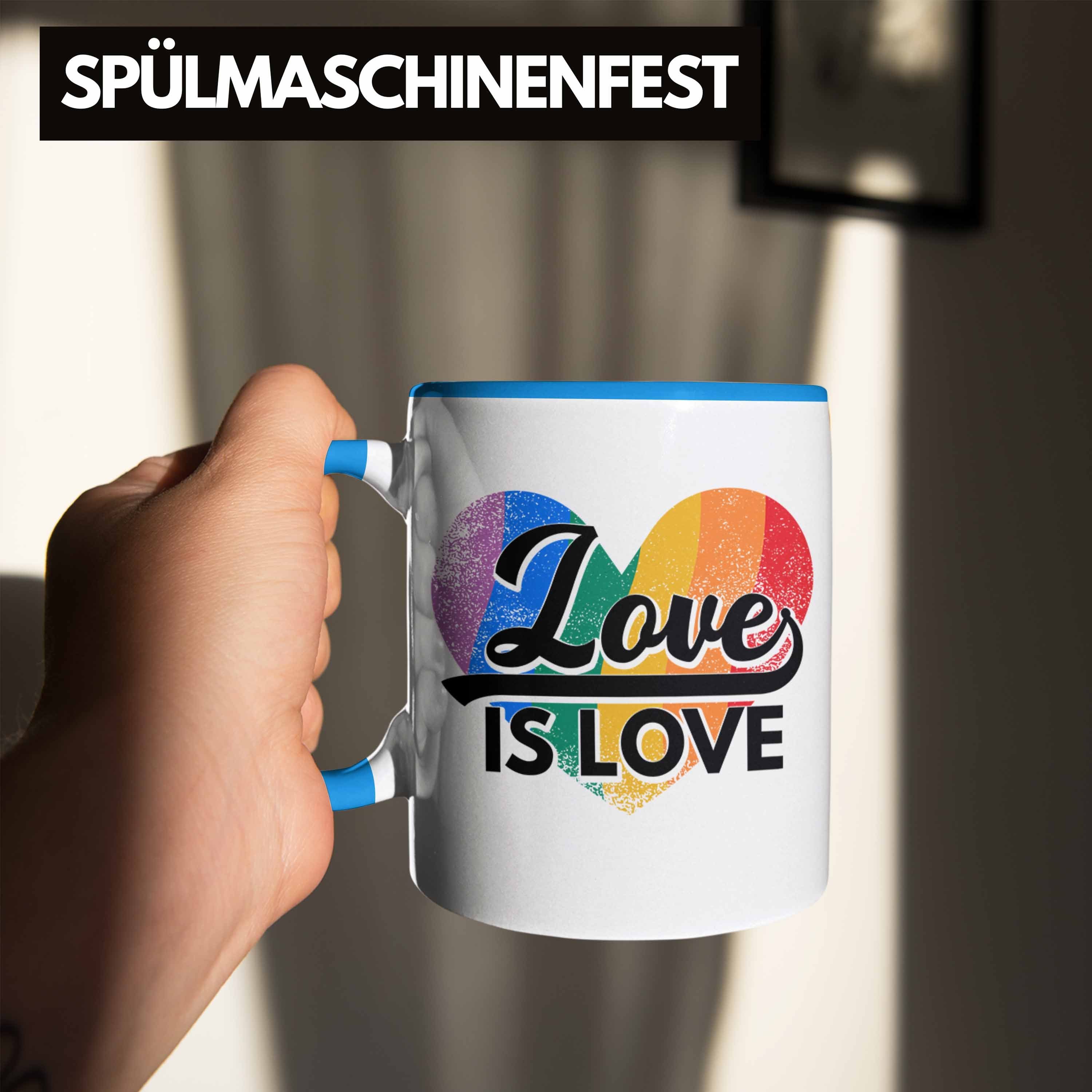 Grafik Blau Lesben Regenbogen Tasse Love Tasse Schwule Trendation Geschenk Transgender Trendation Regenbogen für Lustige - LGBT Love Is