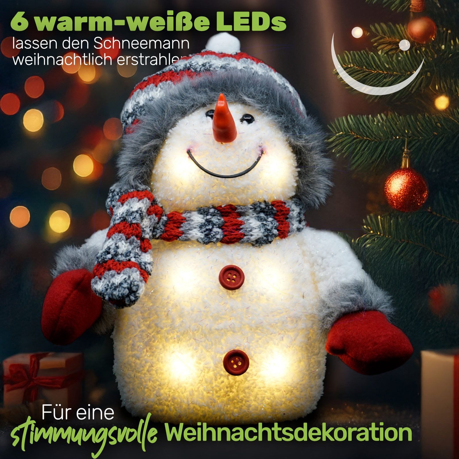 Gravidus LED-Dekofigur Leuchtender Schneemann 24 cm LED Weihnachtsdeko batt günstig online kaufen