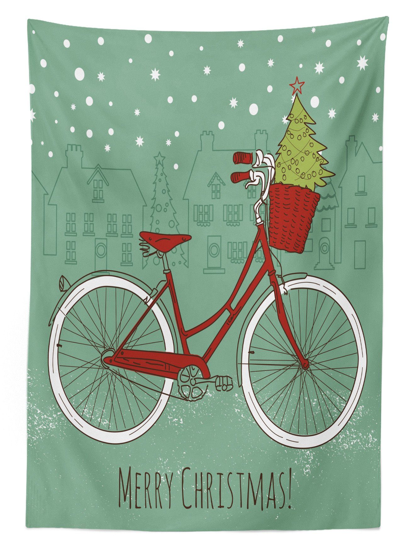 Farbfest Abakuhaus Waschbar Tischdecke den Retro-Fahrrad-Weihnachtsbaum Weihnachten Klare Für Farben, Außen Bereich geeignet