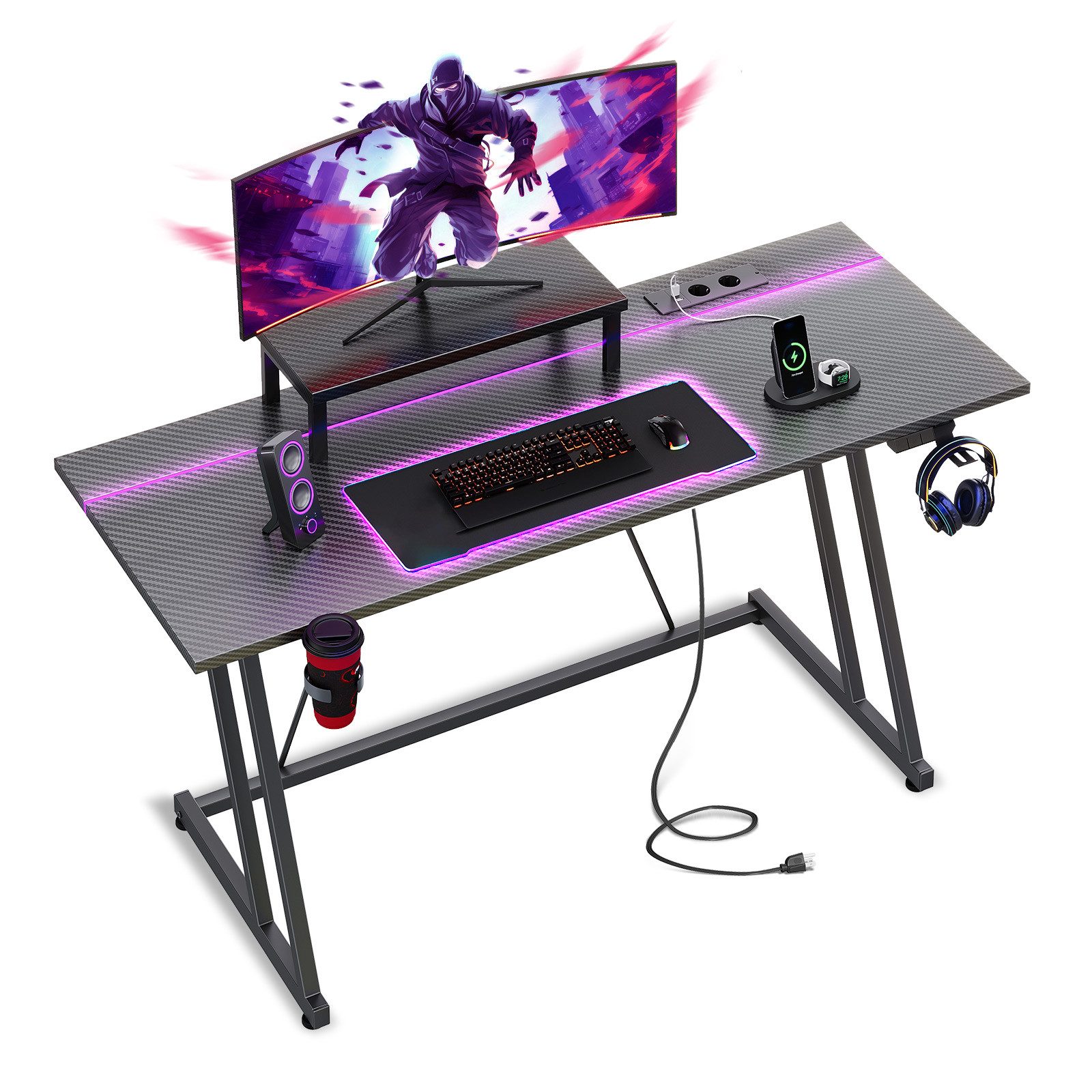 ODK Gamingtisch mit LED, Steckdose und günstig online kaufen