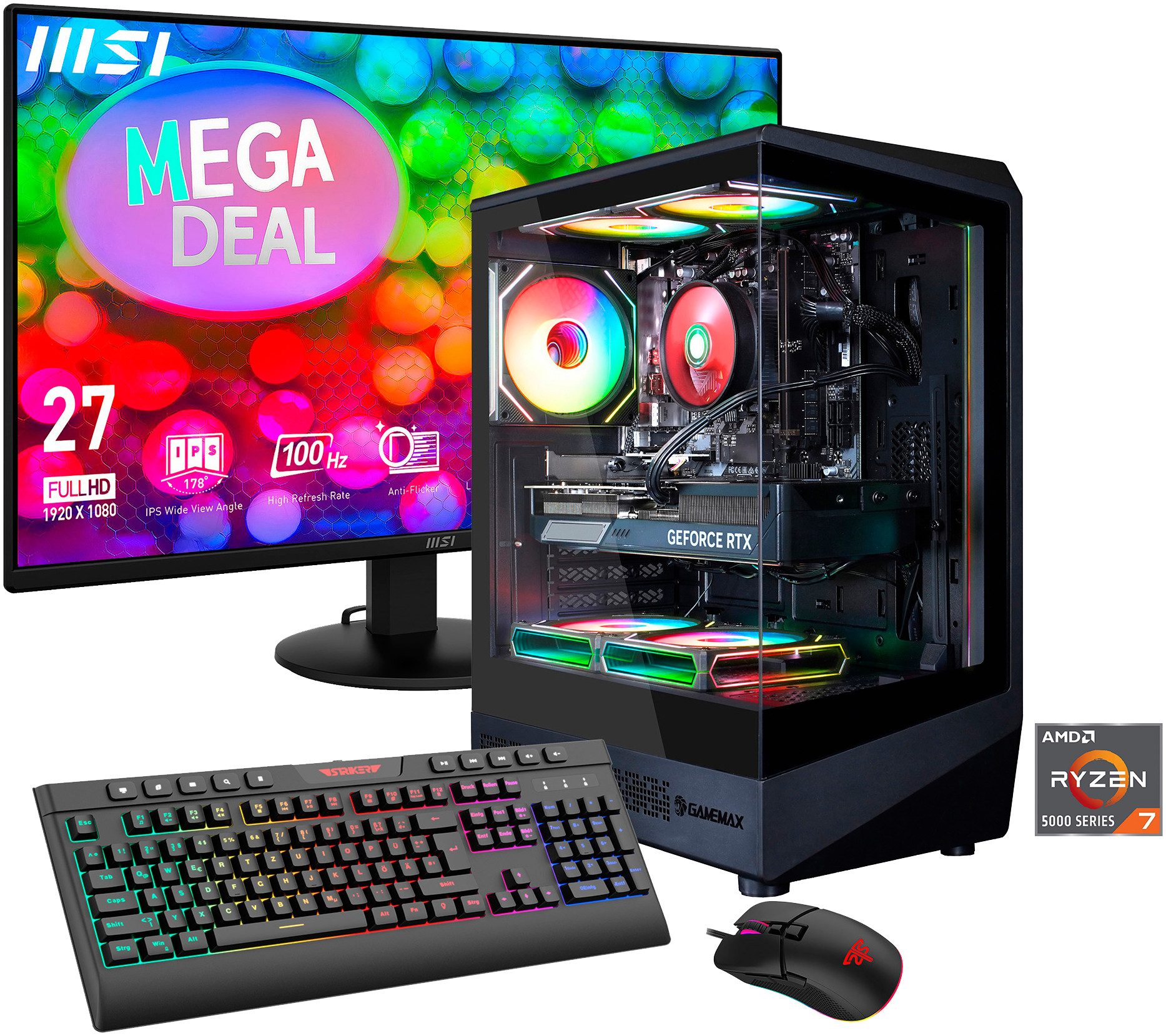 GAMEMAX VISTA COC AB 2905 Gaming-PC-Komplettsystem (27", AMD Ryzen 7 5700X, GeForce RTX 5060 Ti, 32 GB RAM, 1000 GB SSD)