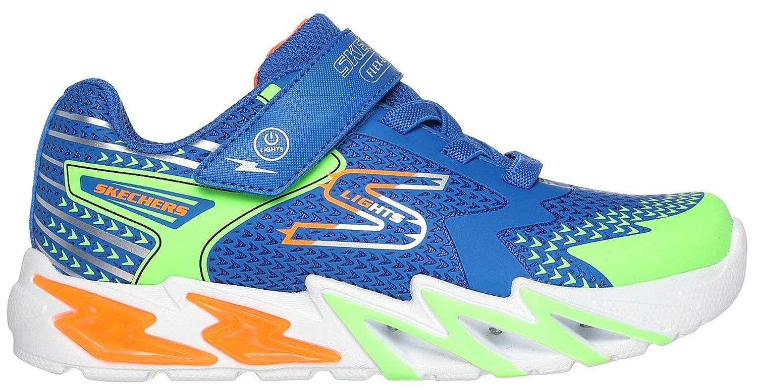 Skechers Flex-Glow Bolt Royal / Lime, Orange, And Silver Sneaker