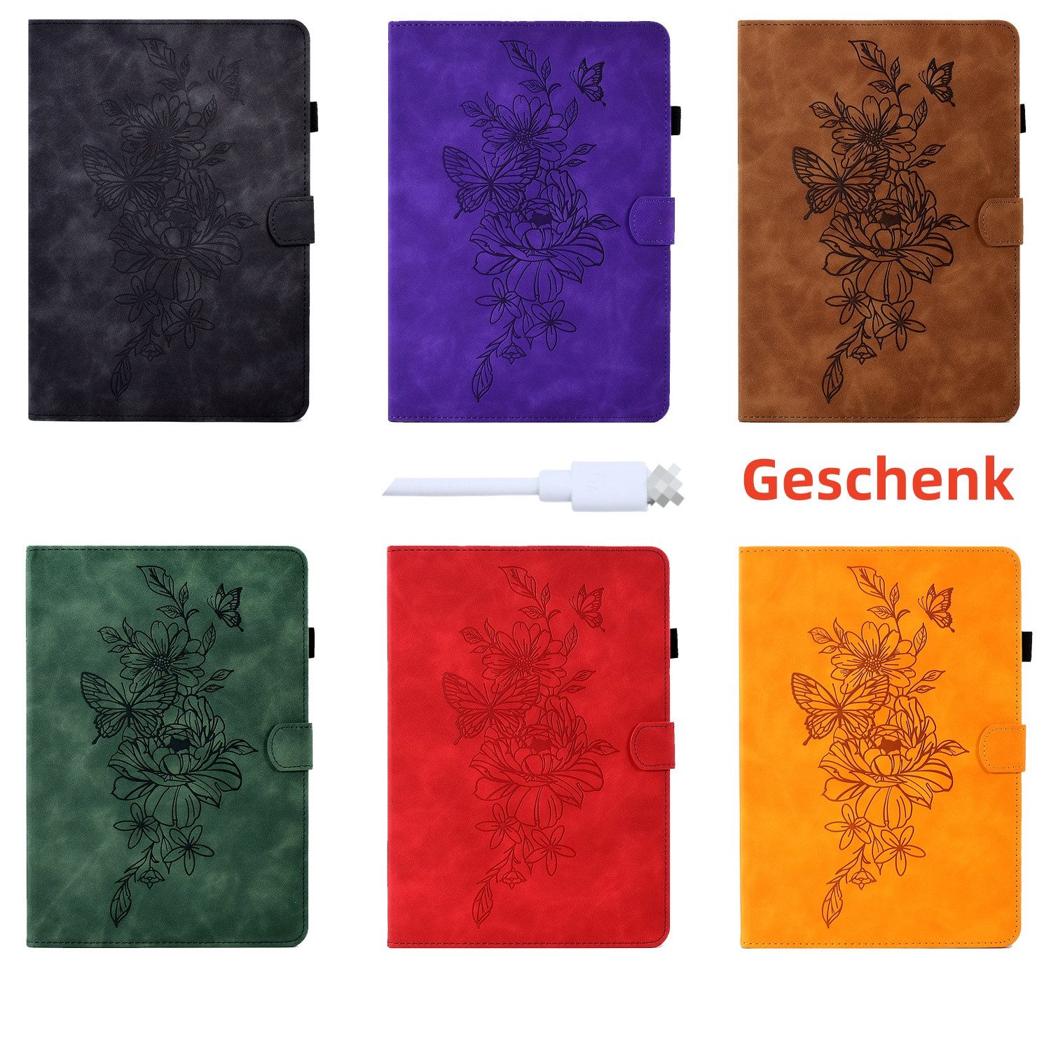 trends for living Tablet-Hülle Leder Blumen Smart Cover Für Apple iPad Modelle Etui Hülle Case