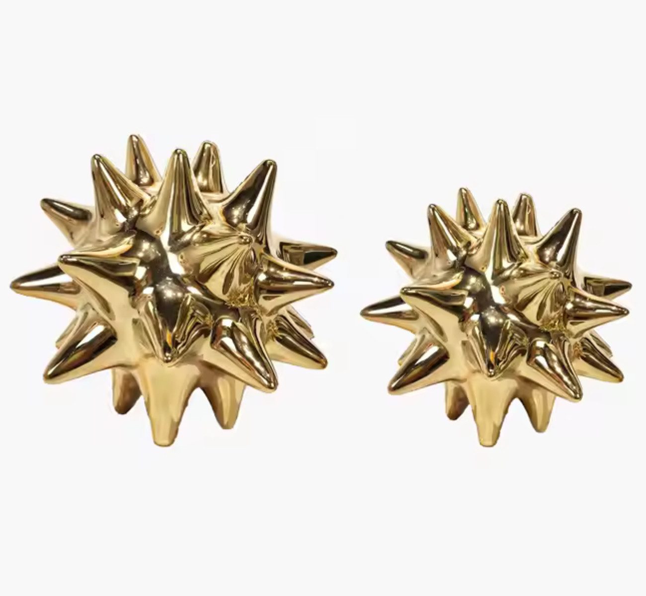 Dekofigur 2er-Set Luxus-Keramik-Dekokugeln „Sea Urchin“ in Gold