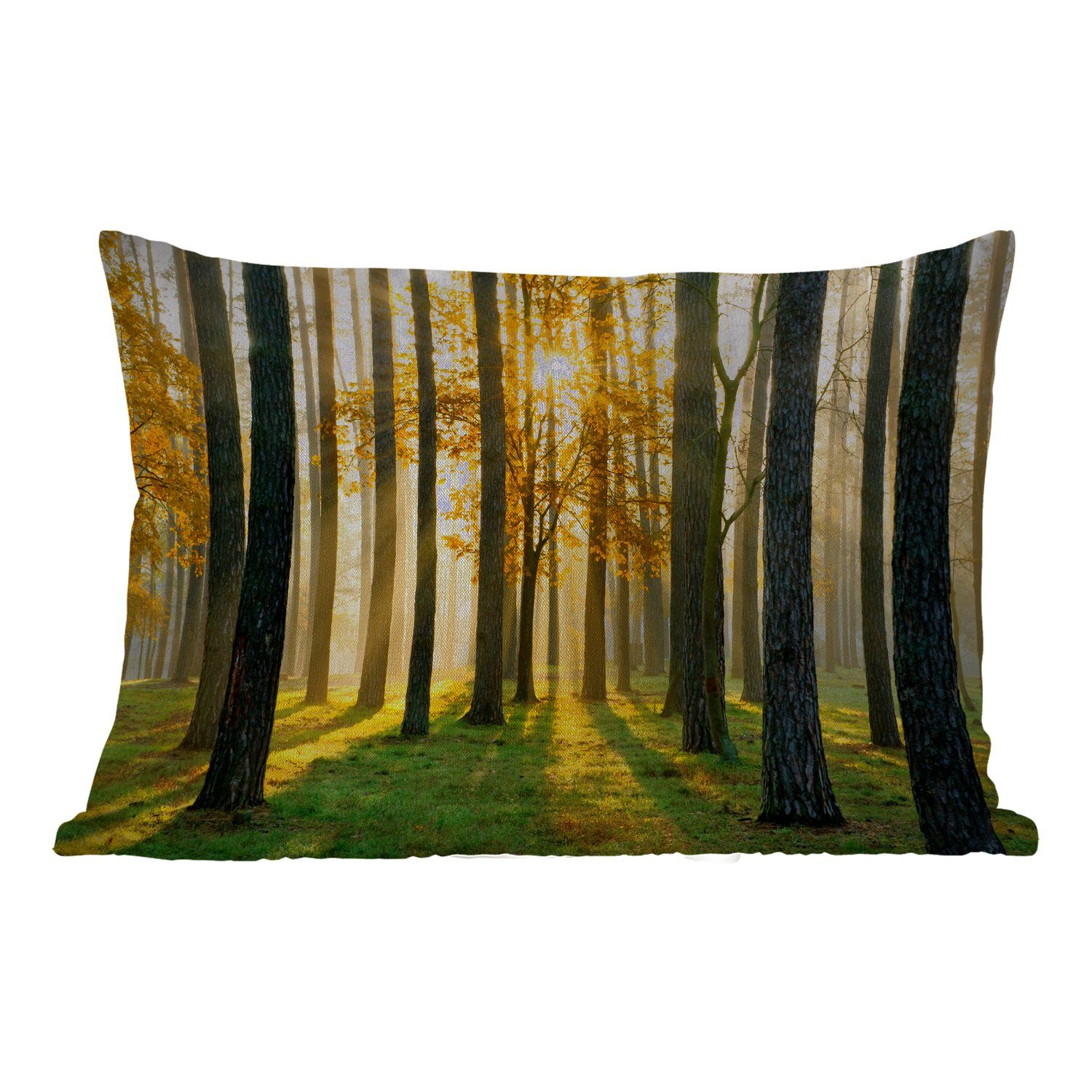 MuchoWow Dekokissen Wald - Sonne - Bäume - Gras - Landschaft - Natur, Outdoor-Dekorationskissen, Polyester, Dekokissenbezug, Kissenhülle