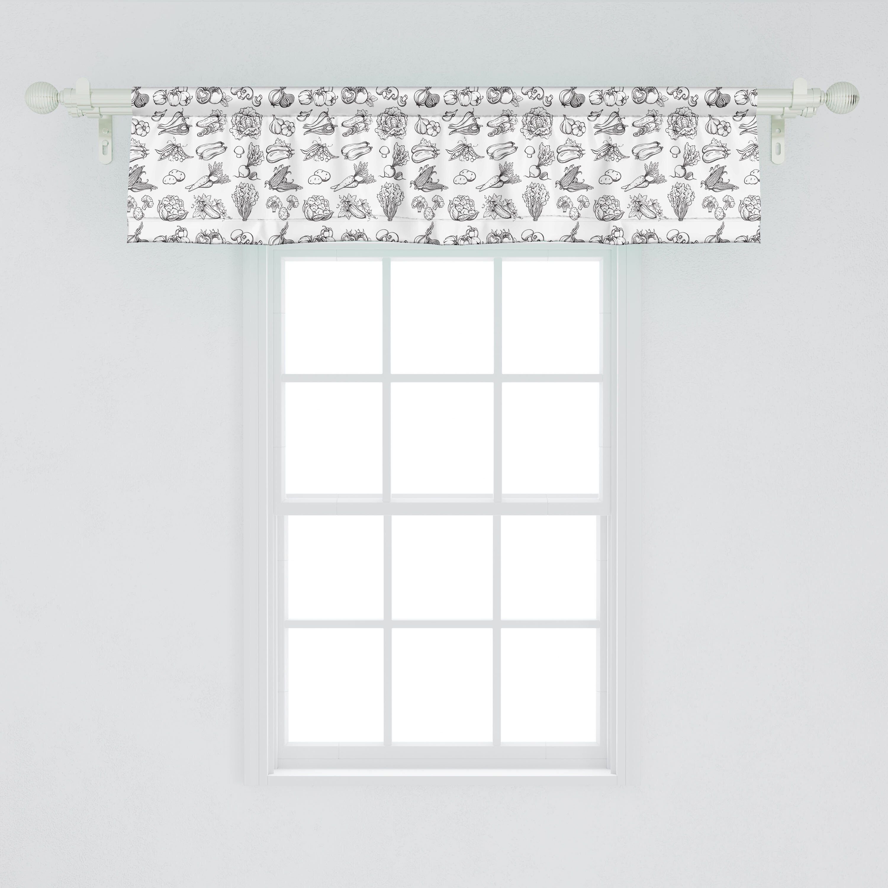 Scheibengardine Vorhang Volant für Küche Dekor Abakuhaus, Stangentasche, Ernte Microfaser, Vegetarisch Schlafzimmer Kunst Gemüse mit
