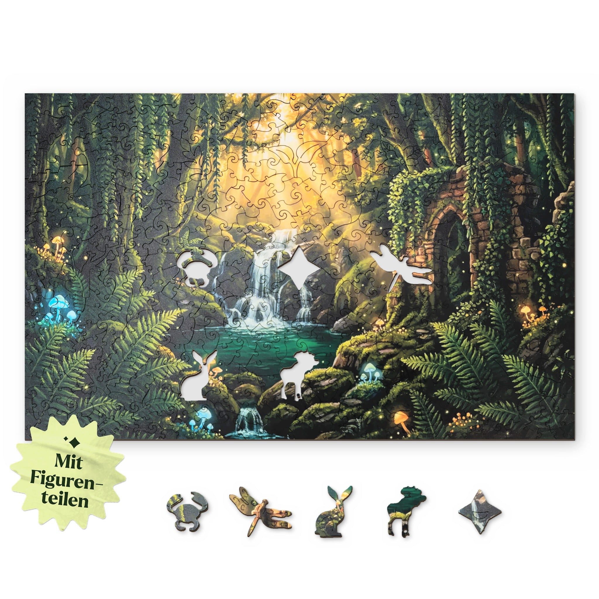 MagicHolz Puzzle Mystischer Wasserfall aus Holz, 500 Puzzleteile