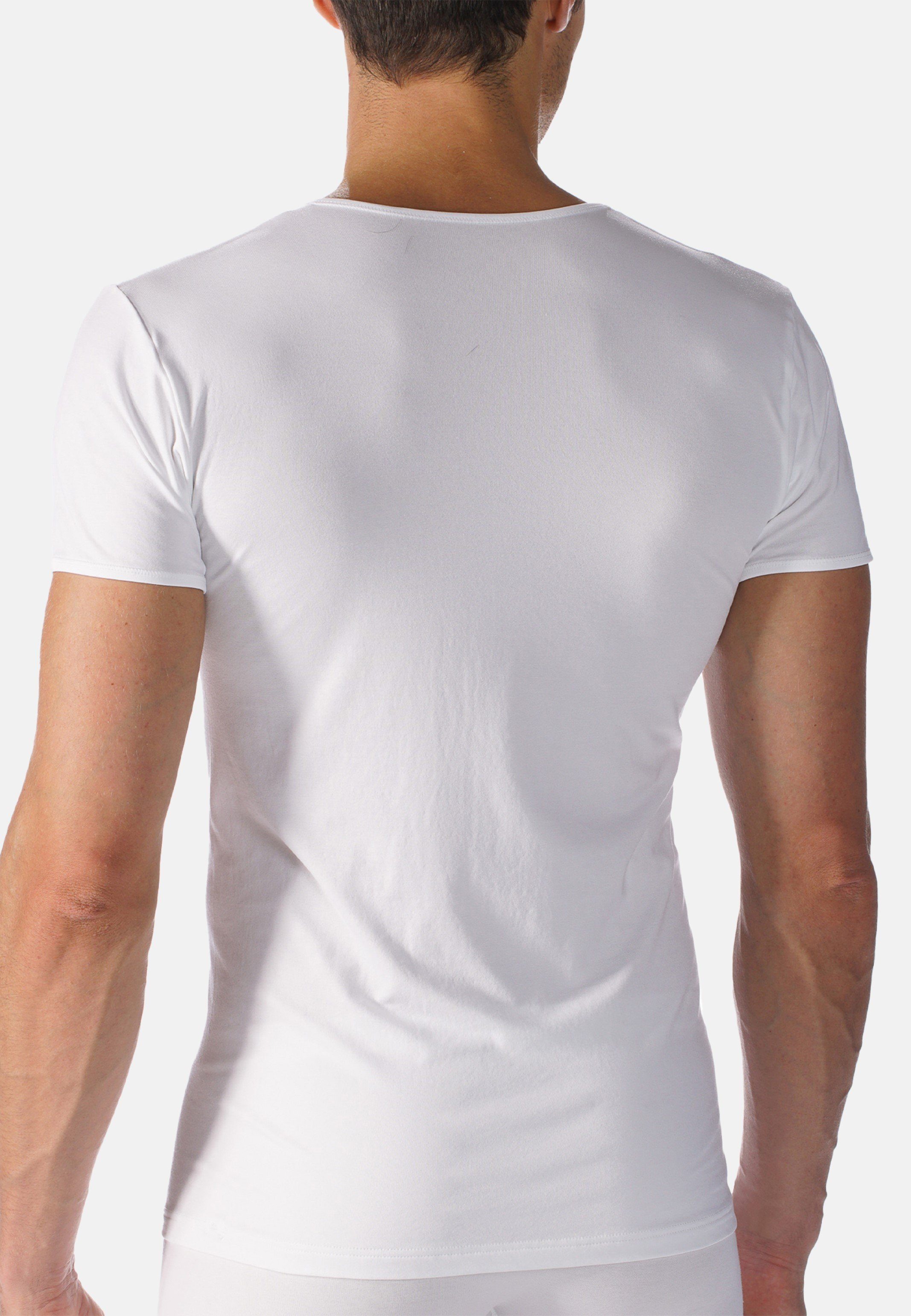 Unterhemd Weiß Unterhemd 2-St) Pack Mey - / (Spar-Set, Shirt Software 2er auftragende Kurzarm Seitennähte Ohne