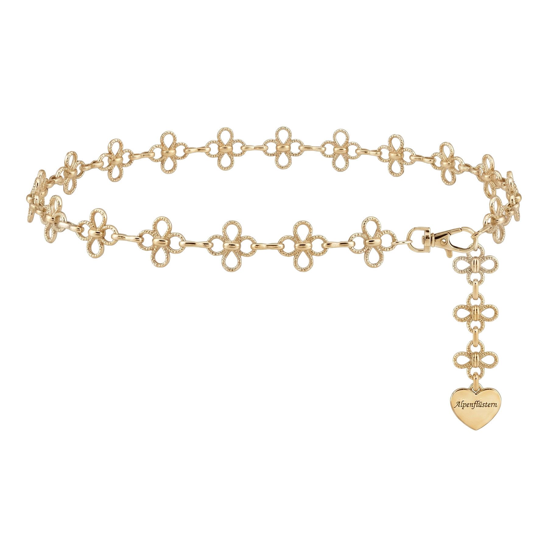 Alpenflüstern Kette mit Anhänger Trachten-Kettengürtel Blumen (gold-farben)