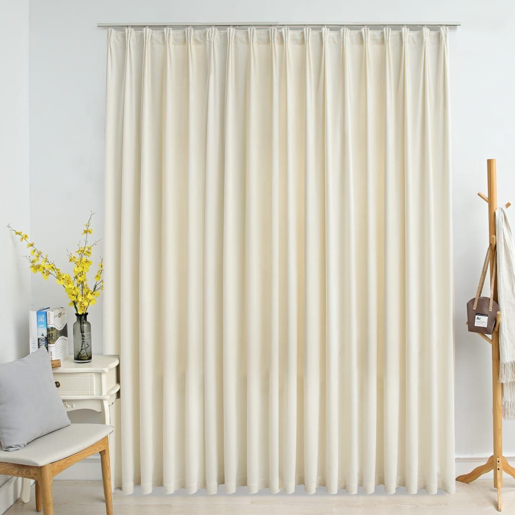 Vorhang Verdunkelungsvorhang mit Haken Samt Creme 290 x 245 cm, vidaXL, (1 St)