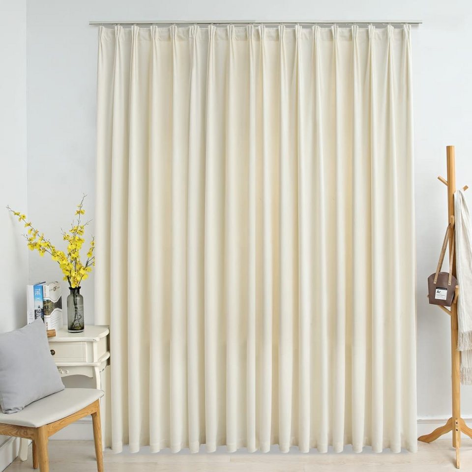 Vorhang Verdunkelungsvorhang mit Haken Samt Creme 290 x 245 cm, vidaXL, (1  St)