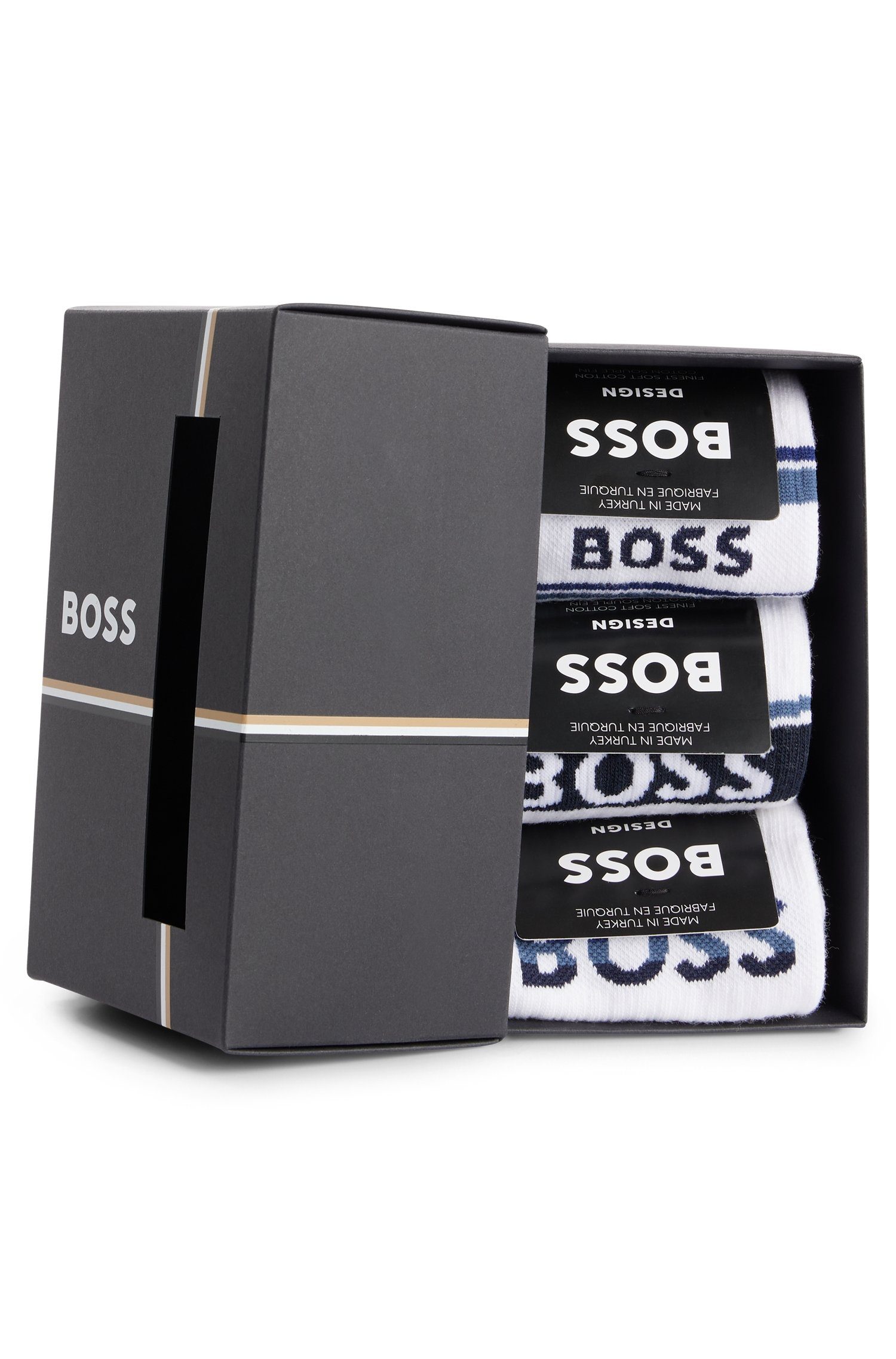 BOSS Socken 3P QS 3er mit Pack) CC (Packung, Giftset Stickerei BOSS 3-Paar