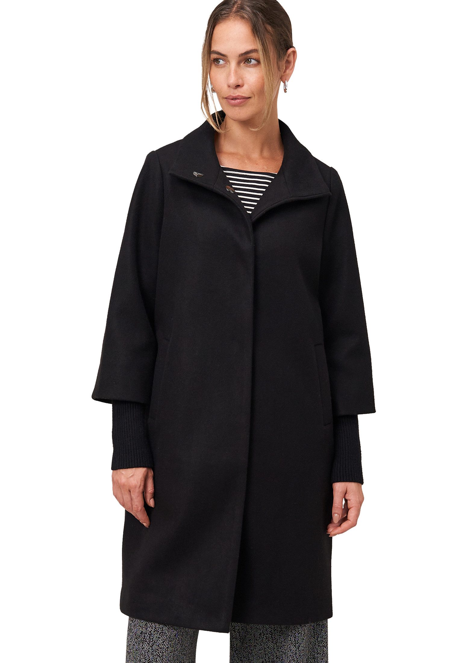 Zero Wintermantel Damen Mantel Wolloptik mit Stehkragen