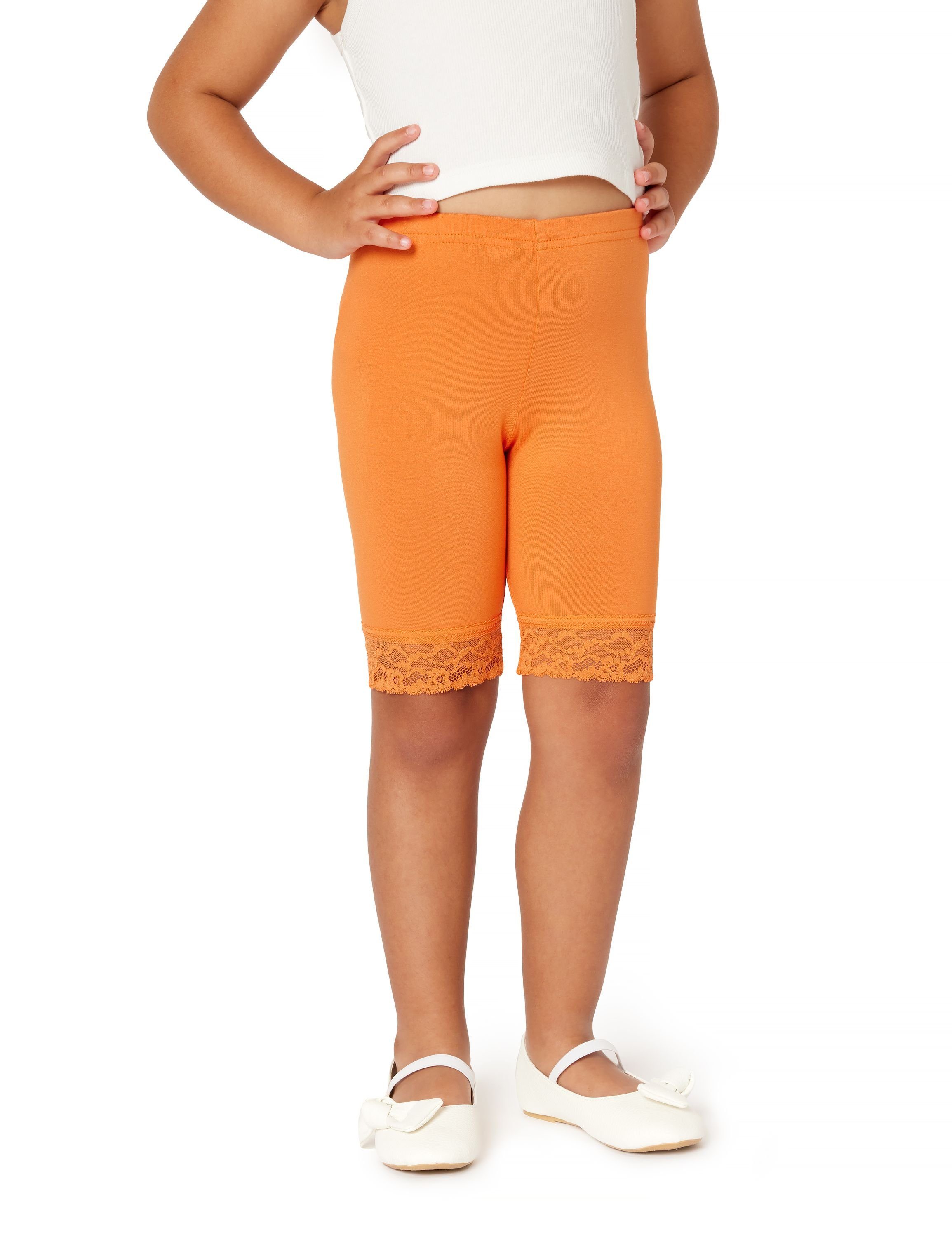 Leggings Mädchen Style Merry Viskose aus MS10-434 (1-tlg) Bund Leggings Kurze Orange elastischer