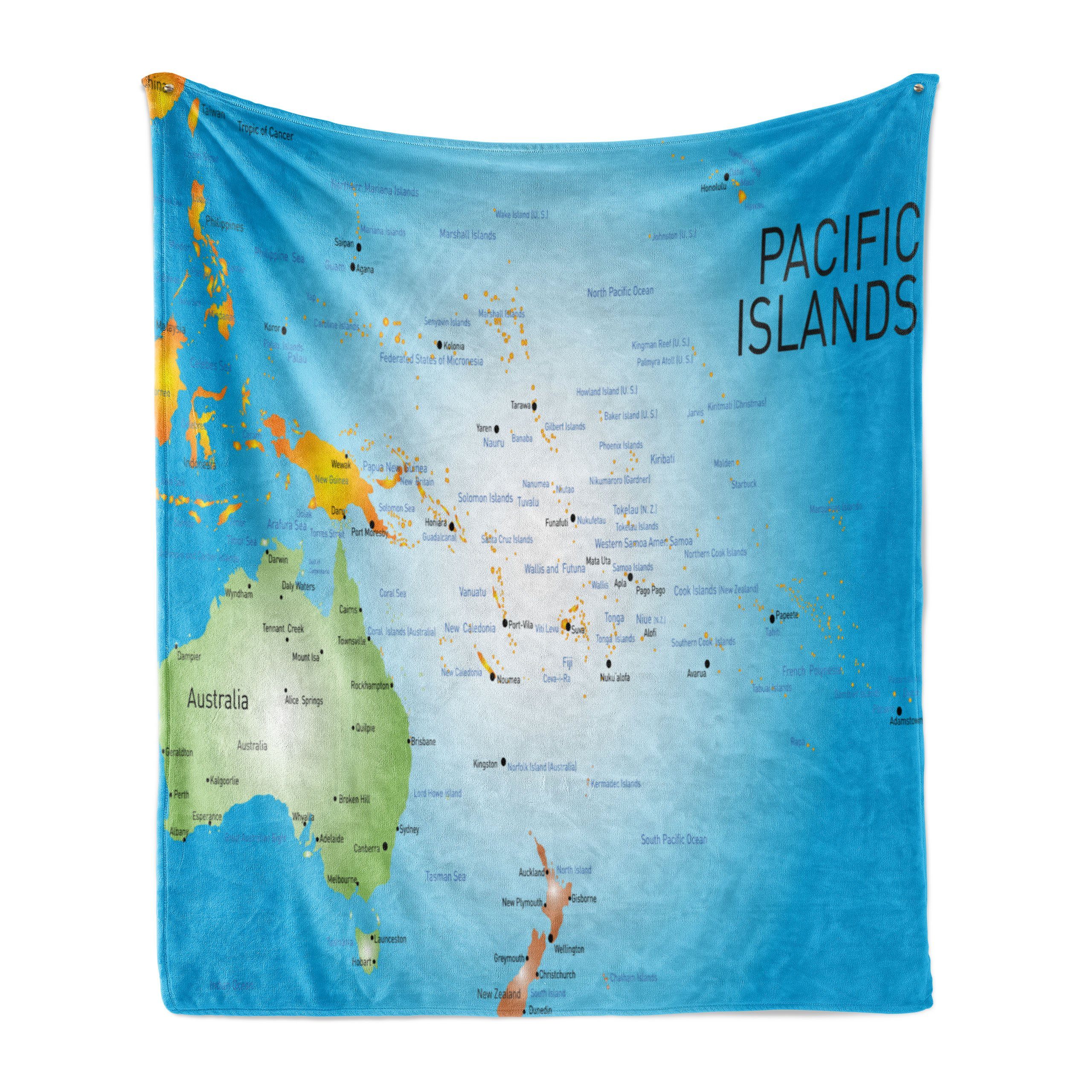 Wohndecke Gemütlicher den Innen- Außenbereich, Karte Pazifikinseln Informativ Abakuhaus, Plüsch für und