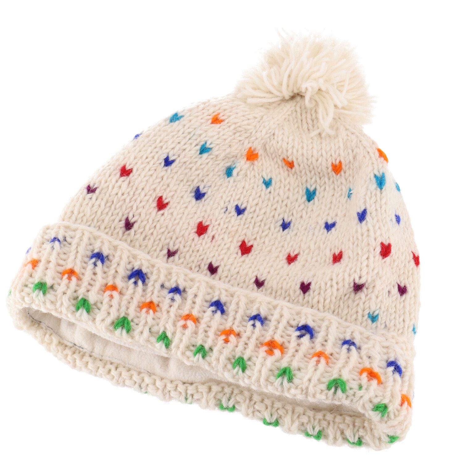 Strickmütze Beanie Mütze, Bommelmütze aus Nepal, bunte..