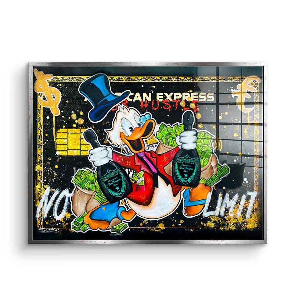 DOTCOMCANVAS® Acrylglasbild No Limit - Acrylglas, Acrylglasbild Dagobert Duck American Express No Limit comic Pop Art
