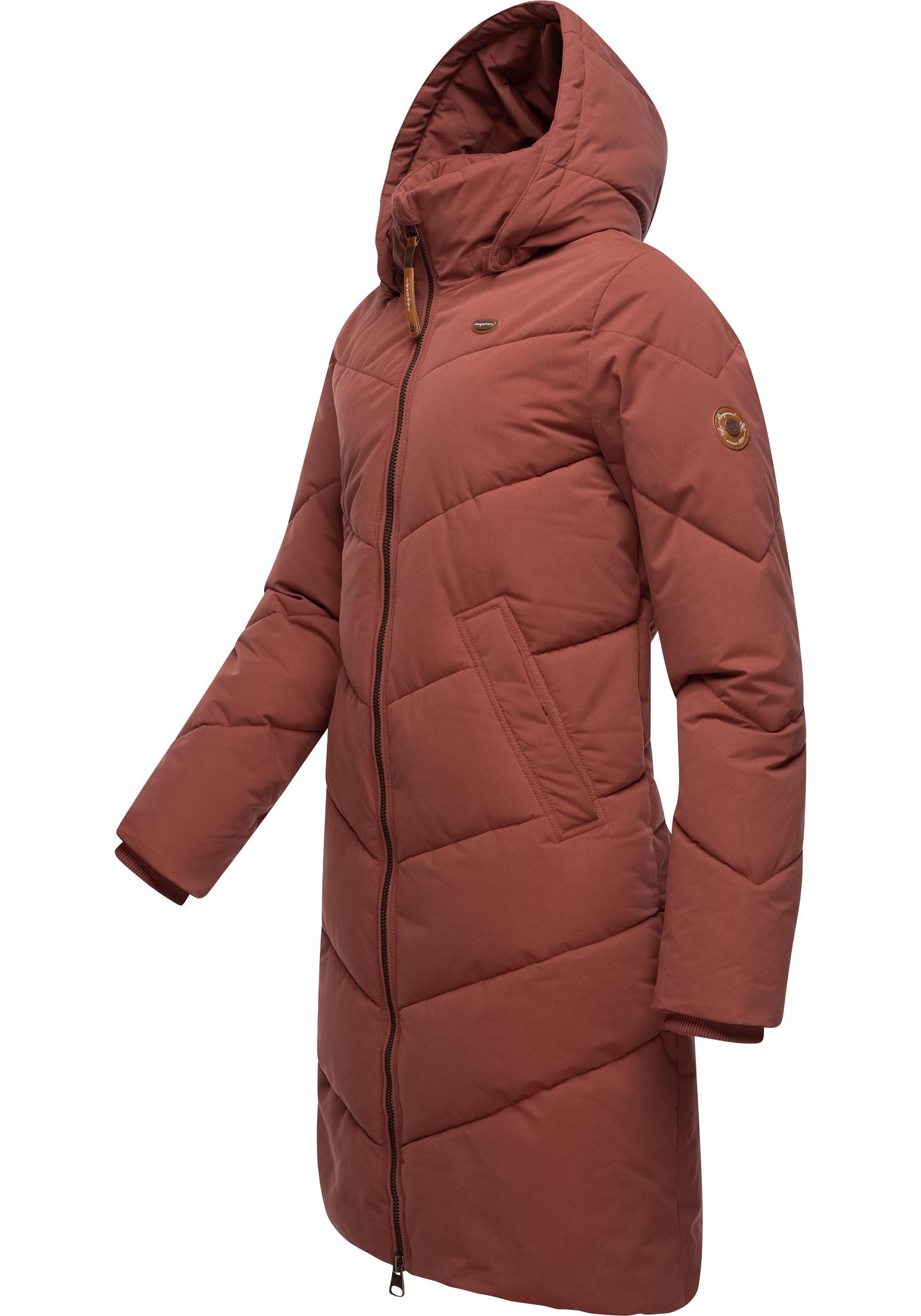 Ragwear stylischer terra abnehmbarer Winterparka Rebelka Kapuze mit Wintermantel