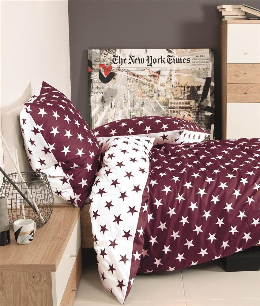 Janine Bettwäsche Janine Biber Bettwäsche 200x200 cm Davos Sterne, Feinbibe günstig online kaufen