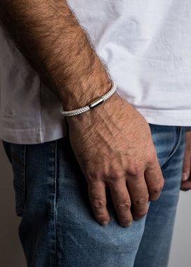 Akitsune Armband Silvus Nylon-Armband - Mattsilber - Weiß 18,50cm
