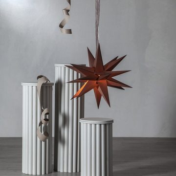 MARELIDA LED Stern Papierstern 3D Stern mit Band Weihnachtsstern Faltstern D: 45cm braun