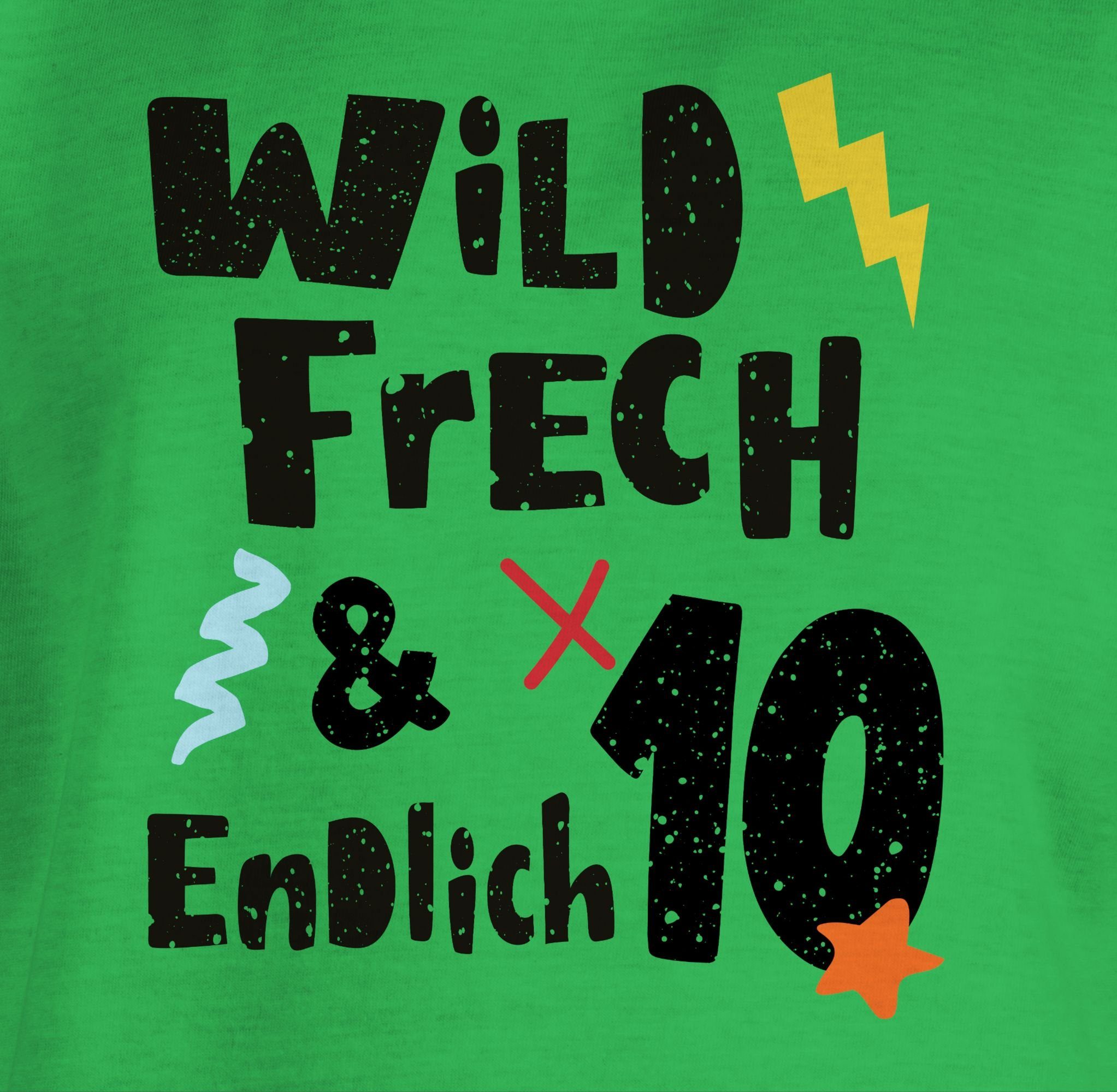 - endlich 10. Jahre 1 10 Wild Grün und Shirtracer Wunderbar frech Geburtstag zehn T-Shirt