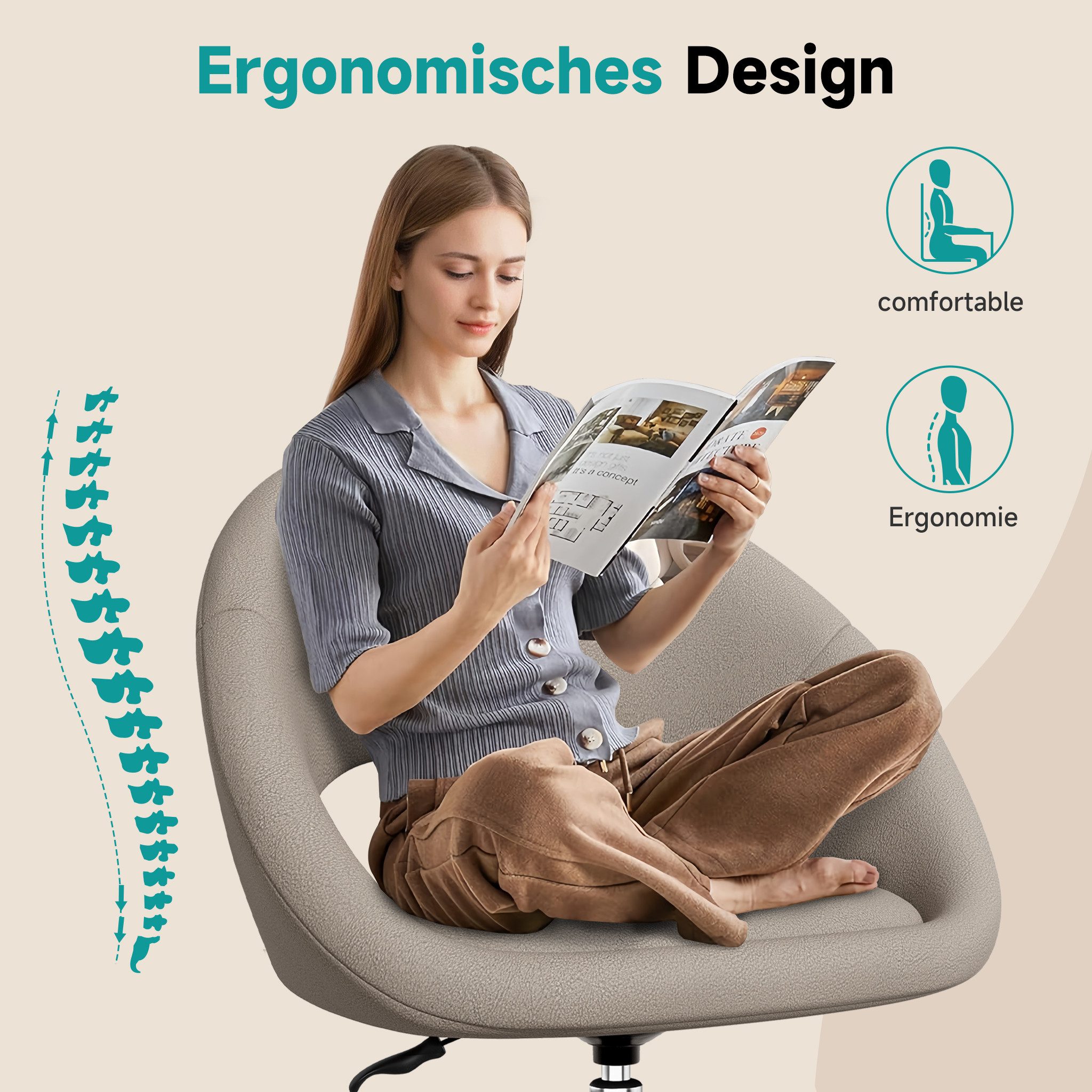 Hiazurm Bürostuhl Homeoffice Stuhl,Schminkstuhl mit Armlehnen,Drehstuhl günstig online kaufen