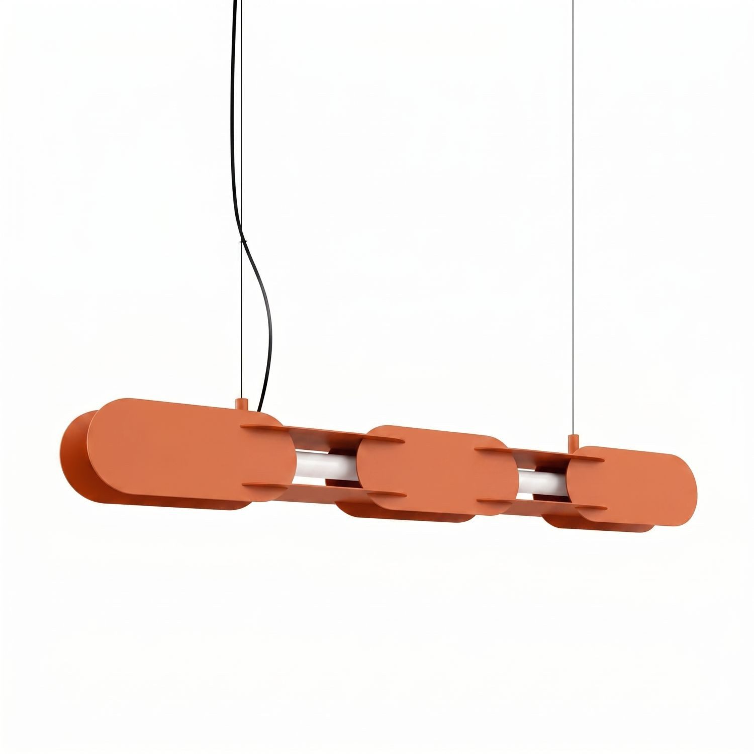 Licht-Erlebnisse Pendelleuchte HENRI, LED fest integriert, Warmweiß, LED Metall dimmbar H: max. 200 cm Ockerrot länglich 3000 K 1290 lm
