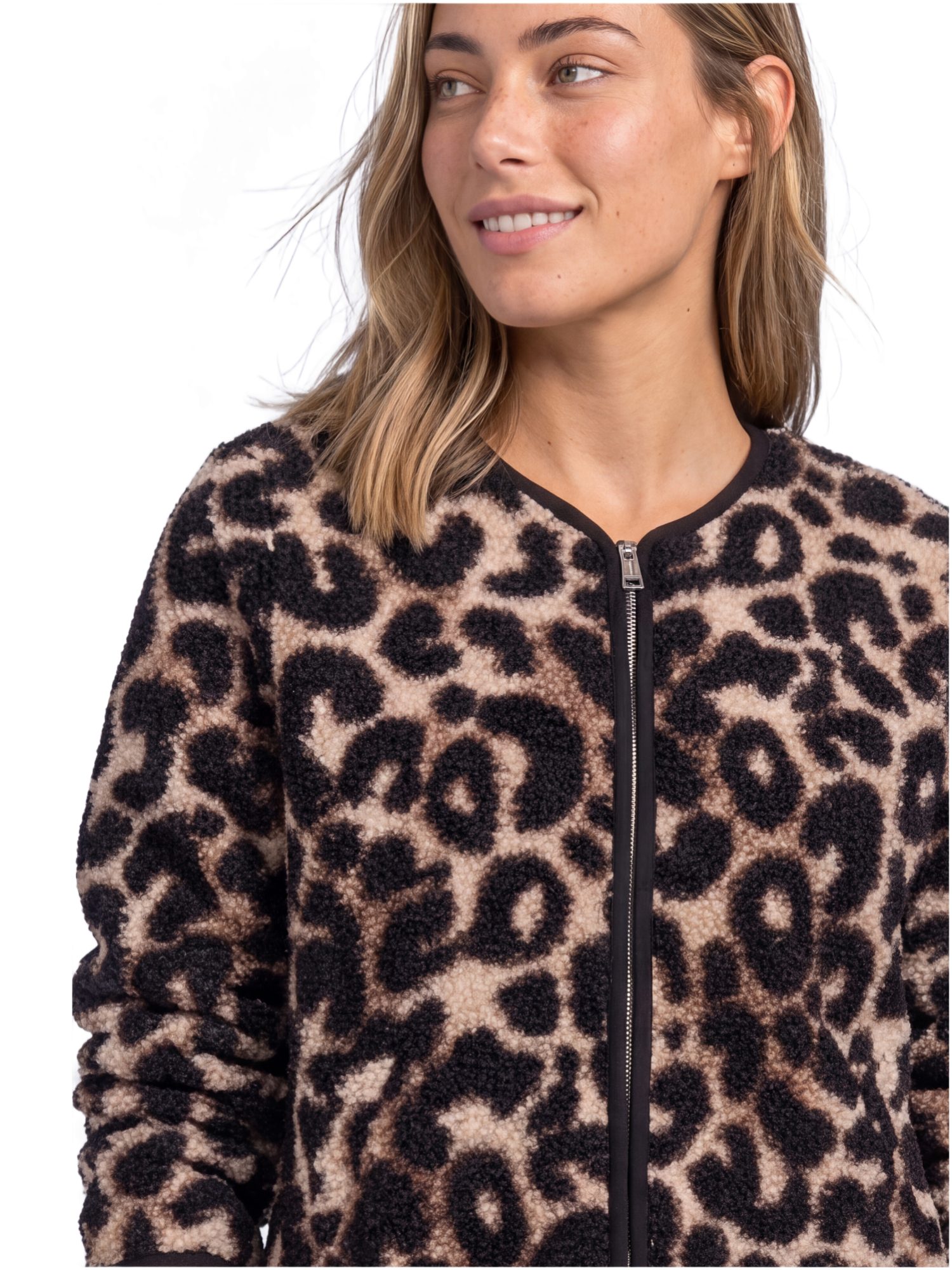 STREET ONE Fellimitatjacke bunt,Casual,Polyester,Gemustert,Rundhals,Langarm,Regular Fit – Bild 5 von 5