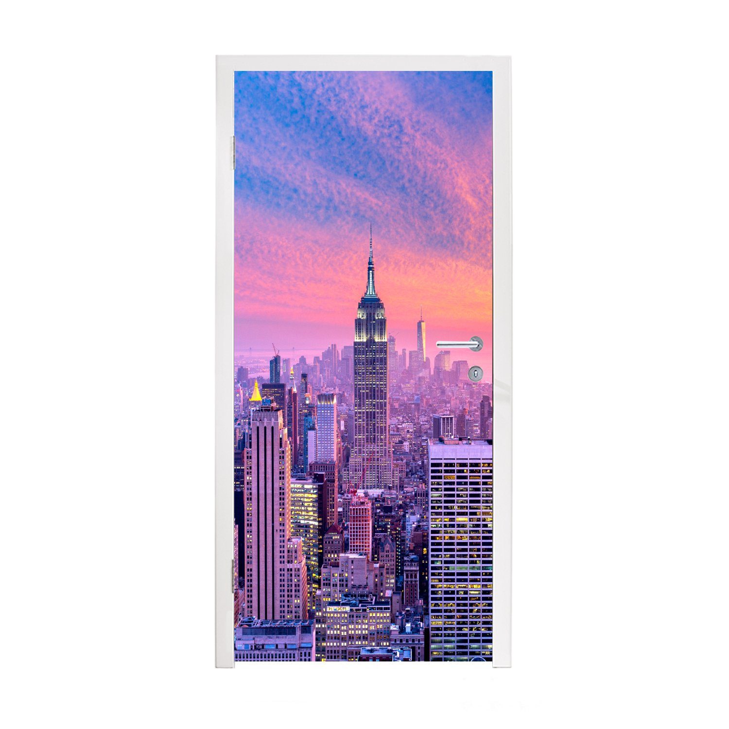 MuchoWow - (1 St), 75x205 Skyline, für Türaufkleber, Matt, Tür, New Türtapete York Farben cm Fototapete - bedruckt,