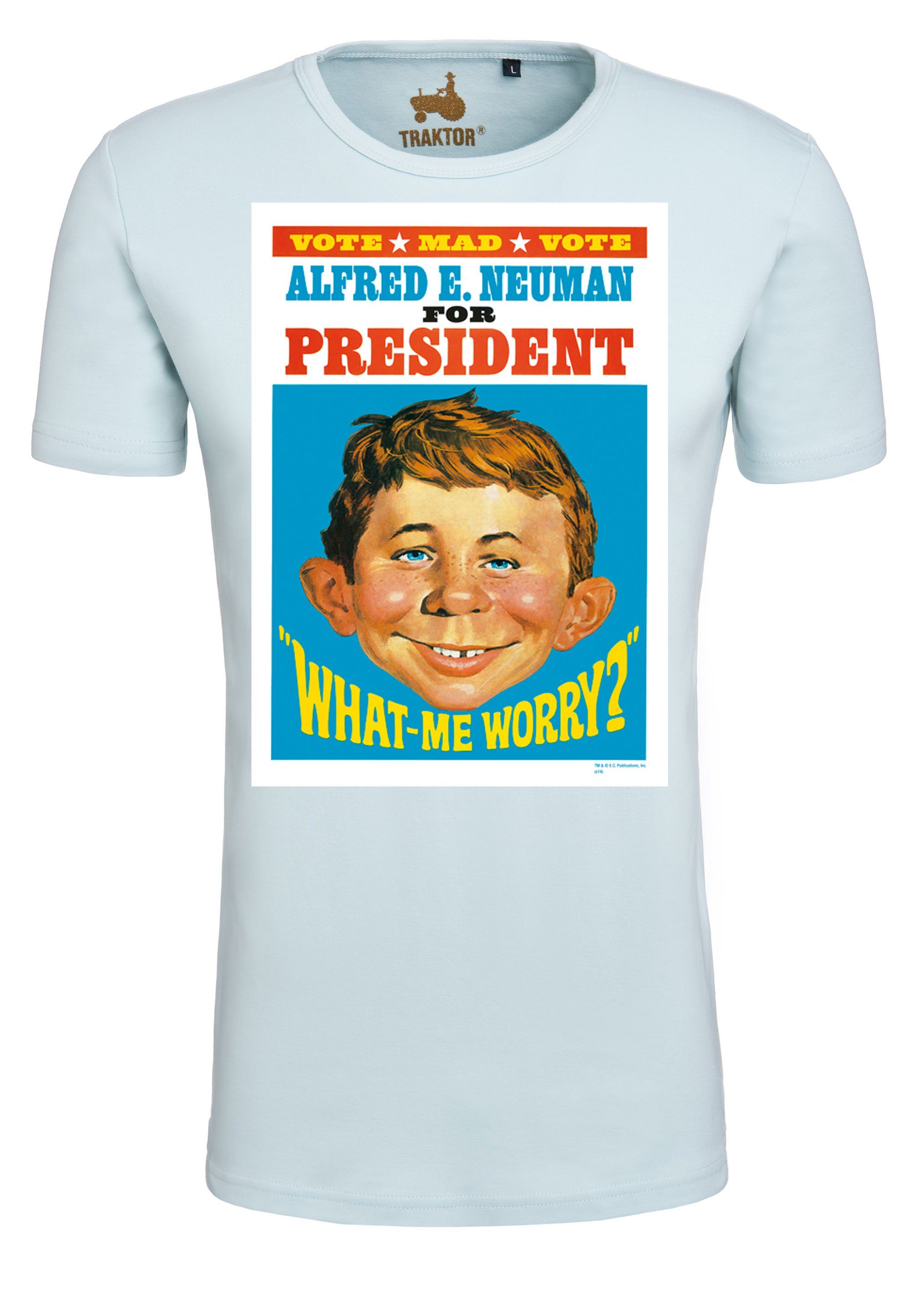 LOGOSHIRT T-Shirt Mad - Alfred President Neumann For mit coolem E. Print