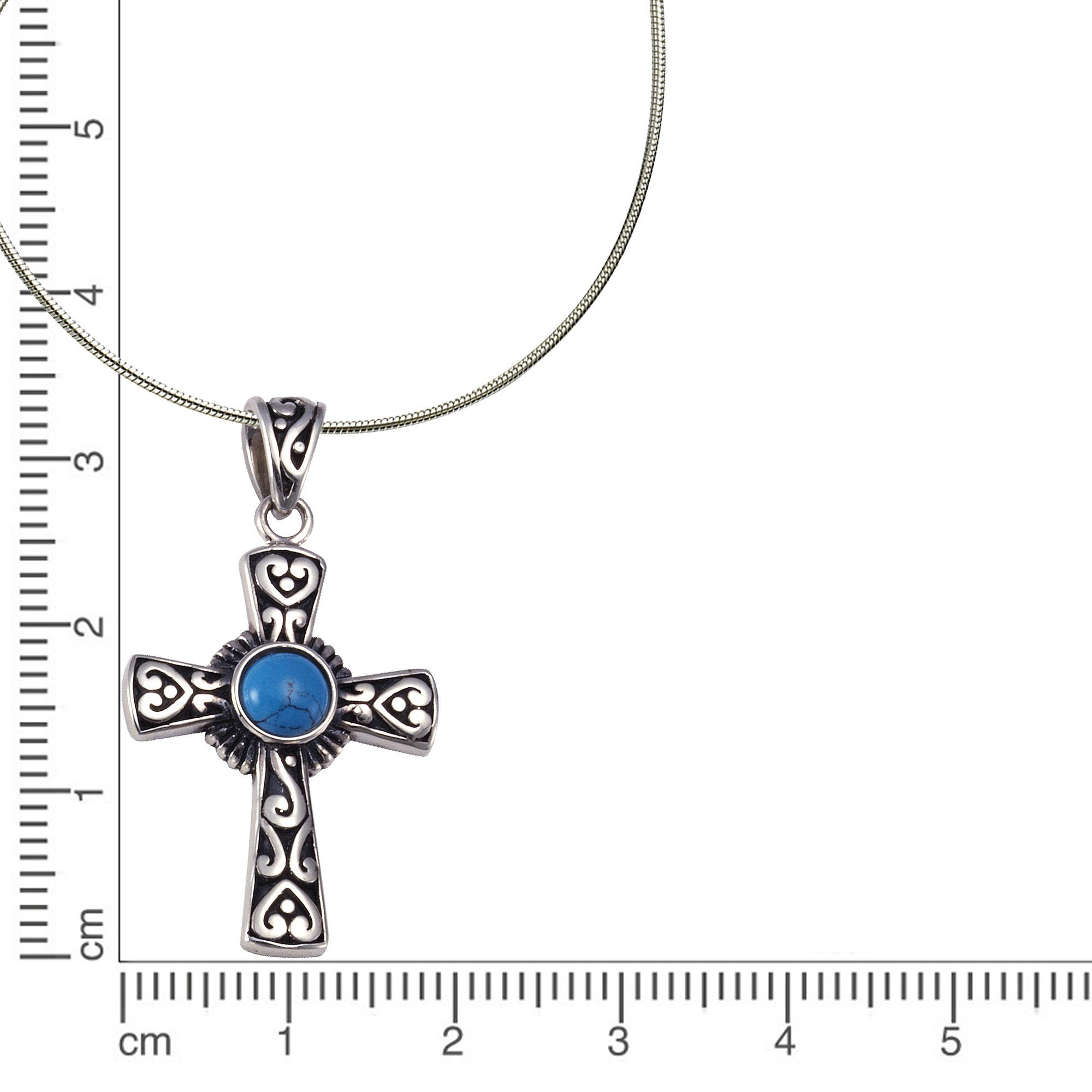 Kette Anhänger Silber Türkis Sterling oxidiert 925/- Zeeme mit