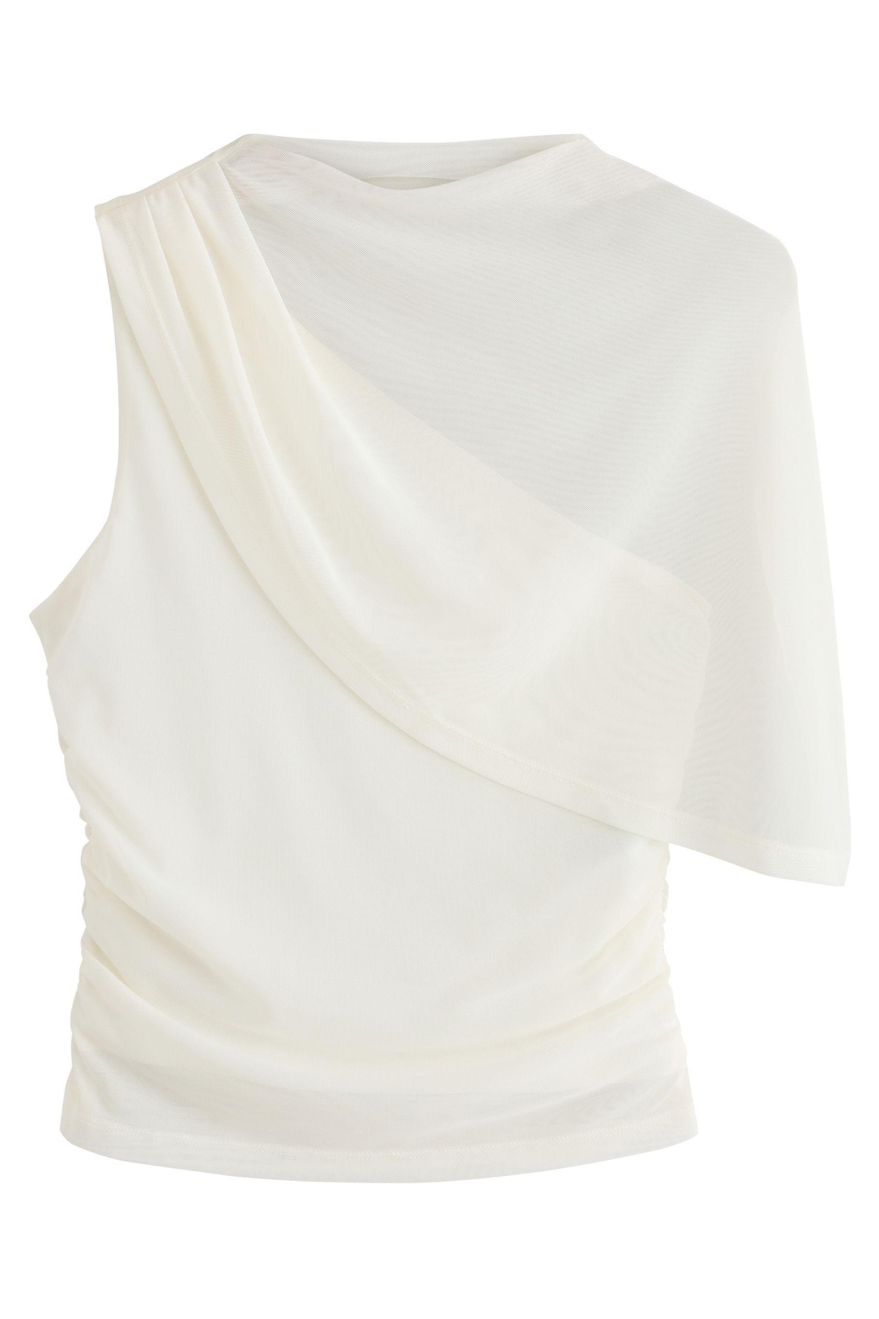 Next Kurzarmbluse Asymmetrisches Cape-Oberteil mit Mesh (1-tlg)