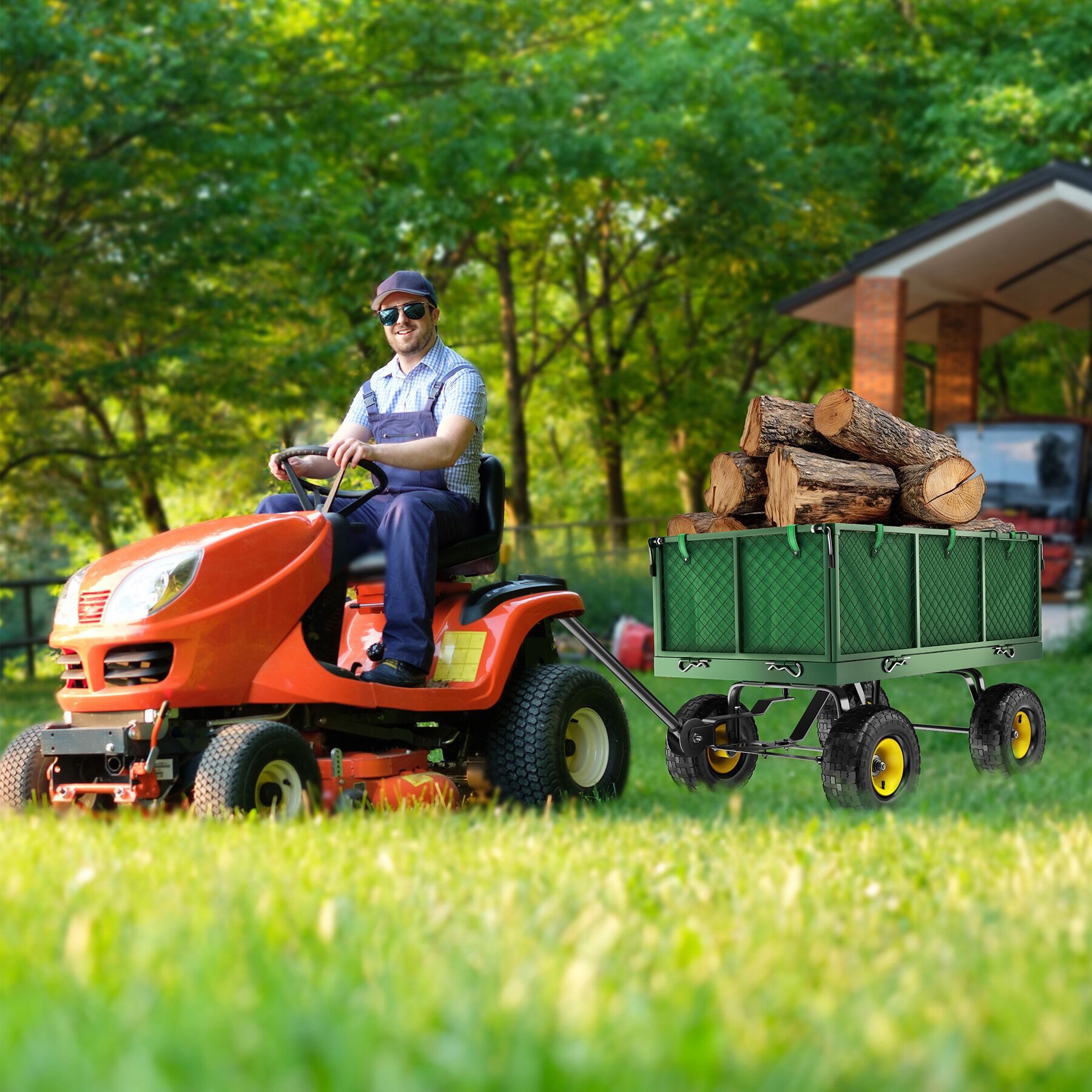 tectake Bollerwagen Faltbarer Handwagen max. 550kg mit klappbaren Seitenwänden (1 Transportwagen, 1-tlg., 150L Volumen in Grün), mit klappbaren Seitenwänden