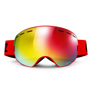 YEAZ Skibrille XTRM-SUMMIT ski- snowboardbrille mit rahmen rot, Premium-Ski- und Snowboardbrille für Erwachsene und Jugendliche