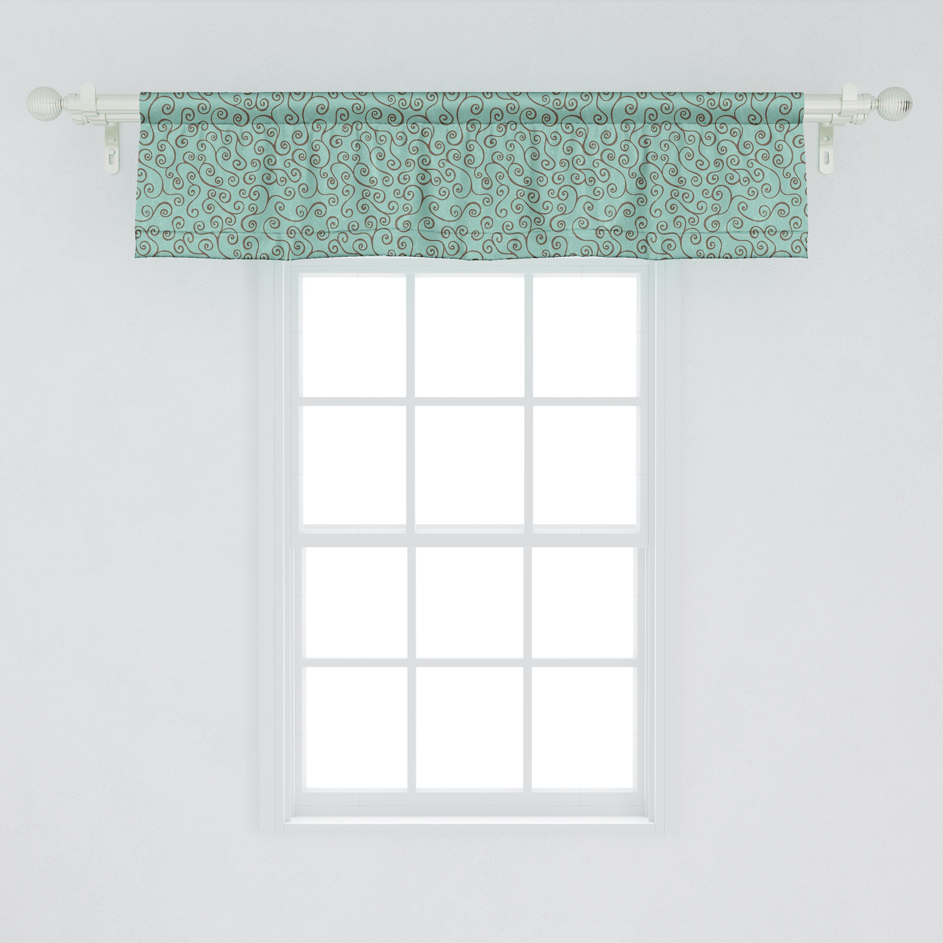 Scheibengardine Vorhang Volant für Küche Stangentasche, Schlafzimmer mit Abstrakt Elements Abakuhaus, Dekor Kurvige Bicolored Microfaser