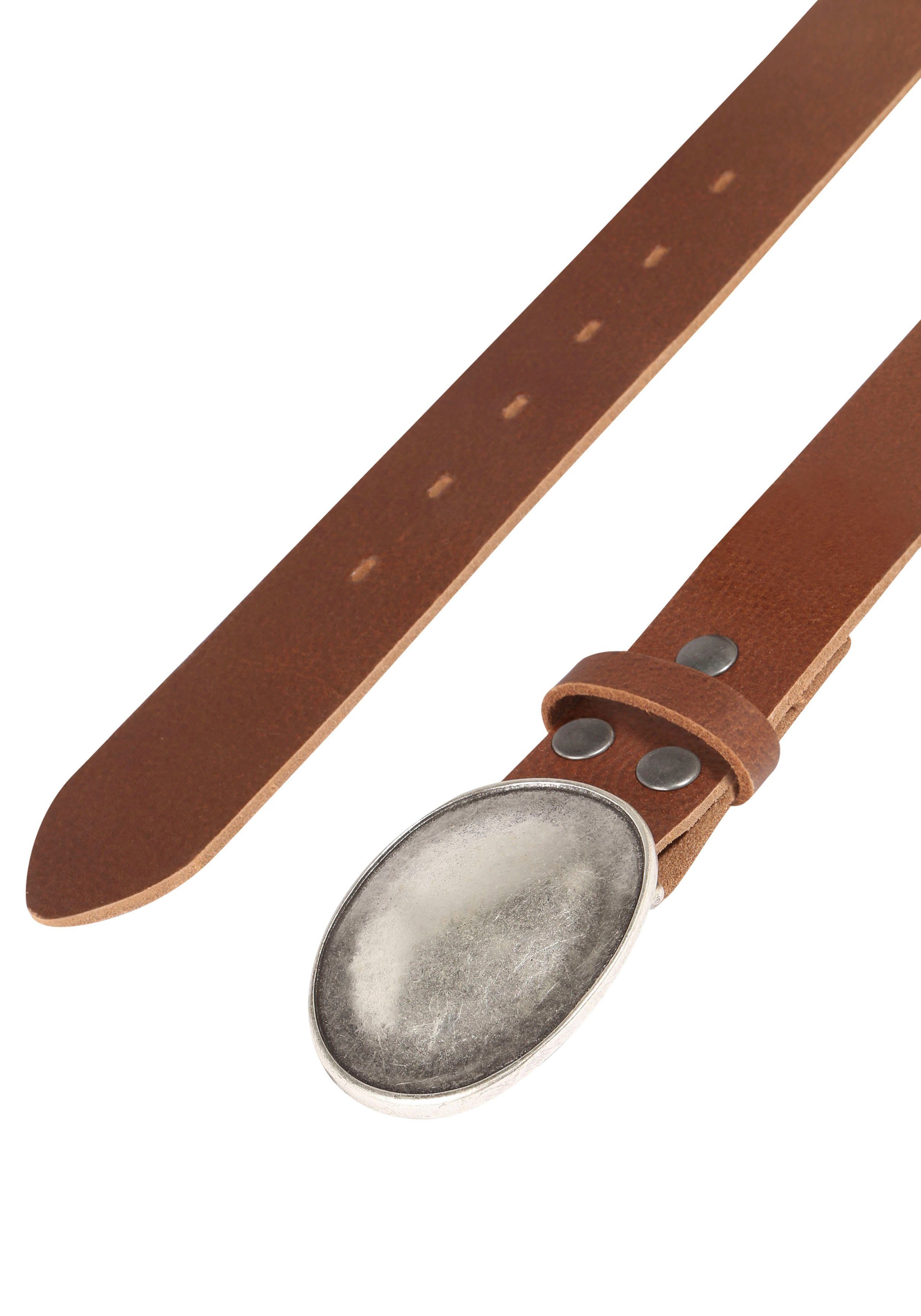 Silber« by »Oval 019° RETTUNGSRING mit Gewölbt showroom Schließe austauschbarer Ledergürtel