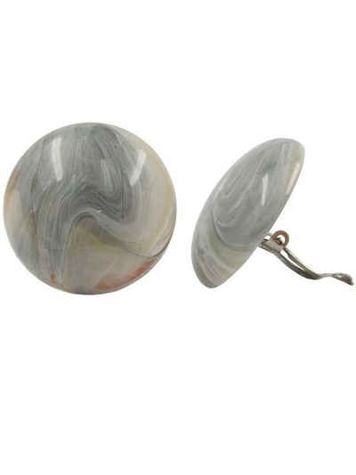 Gallay Paar Ohrclips Ohrring 30mm Riss grau-beige-marmoriert glänzend Kunststoff-Bouton (1-tlg)
