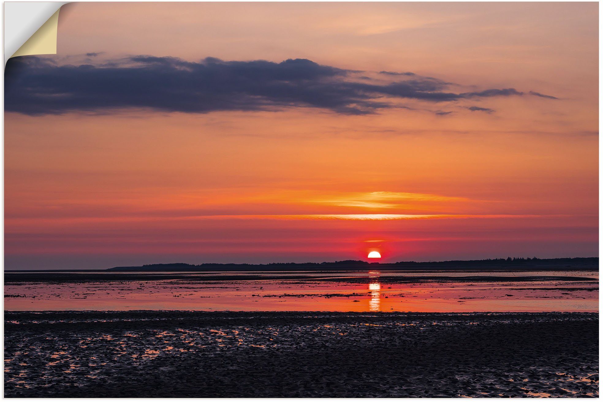 Artland Wandbild Sonnenaufgang im Wattenmeer Amrum, Gewässer (1 St), als Alubild, Leinwandbild, Wandaufkleber oder Poster in versch. Größen