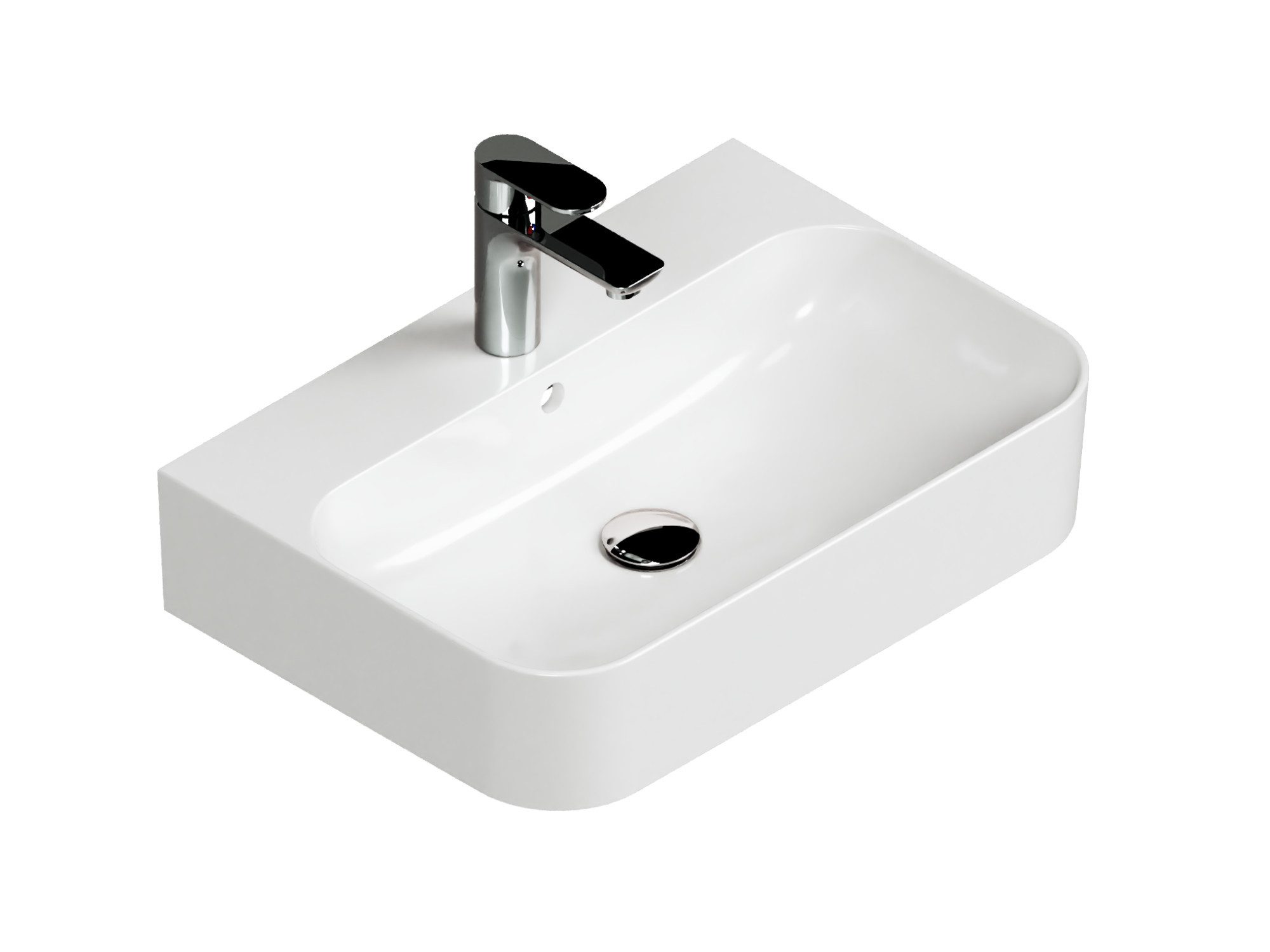 Aqua Bagno Aufsatzwaschbecken 55cm weiß glänzend eckig wandhängend Waschbecken