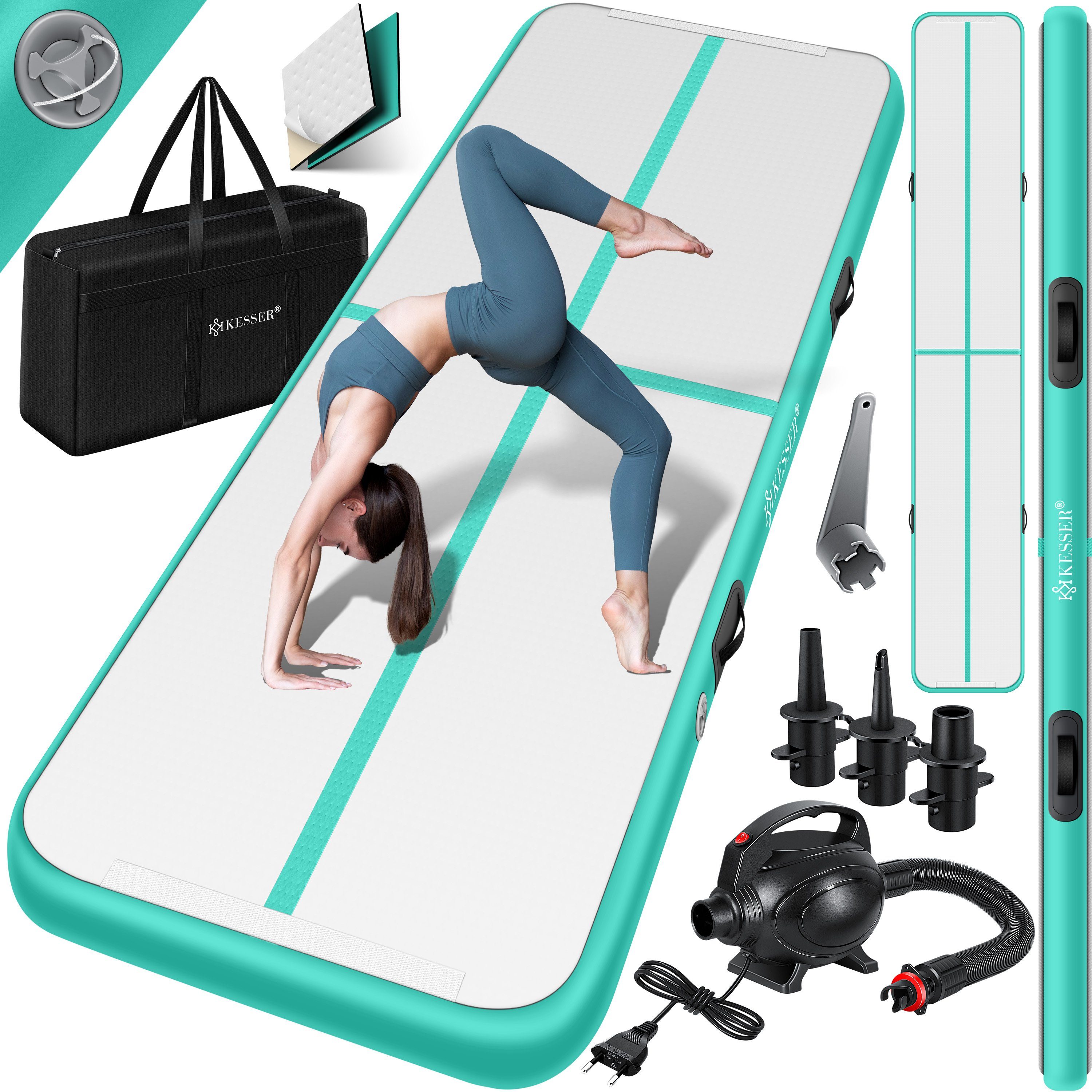 KESSER Turnmatte, Turnmatte Aufblasbar Airtrack Fitness-Matte Gymnastikmatte