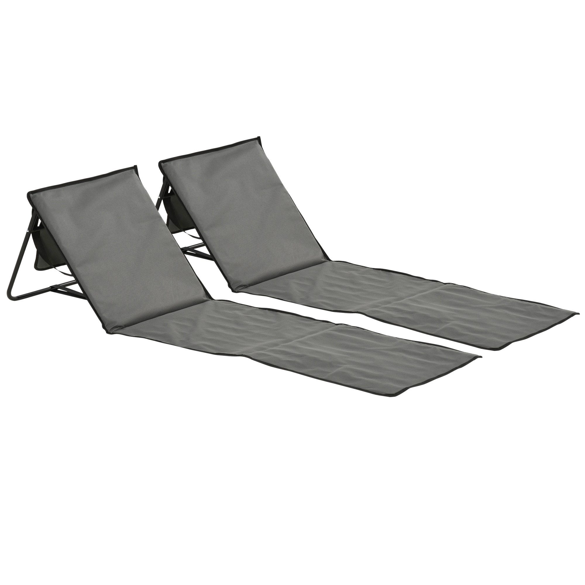 CHICFURN Gartenliege 2er-Set faltbare Strandmatten, verstellbar, inkl. Tragetasche, Packung, 2 St., Sonnenliege schwarz, platzsparend klappbar, leicht transportierbar, Maße 142 x 51 x 40 cm, geeignet für Strand, Camping und Outdoor