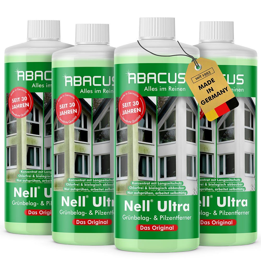 ABACUS Nell Ultra Algenentferner, Grünbelagentferner, Flechtenentferner Grünbelagentferner (Bekannt aus QVC, [- Ergiebiges Konzentrat Selbsttätig mit Langzeitschutz)