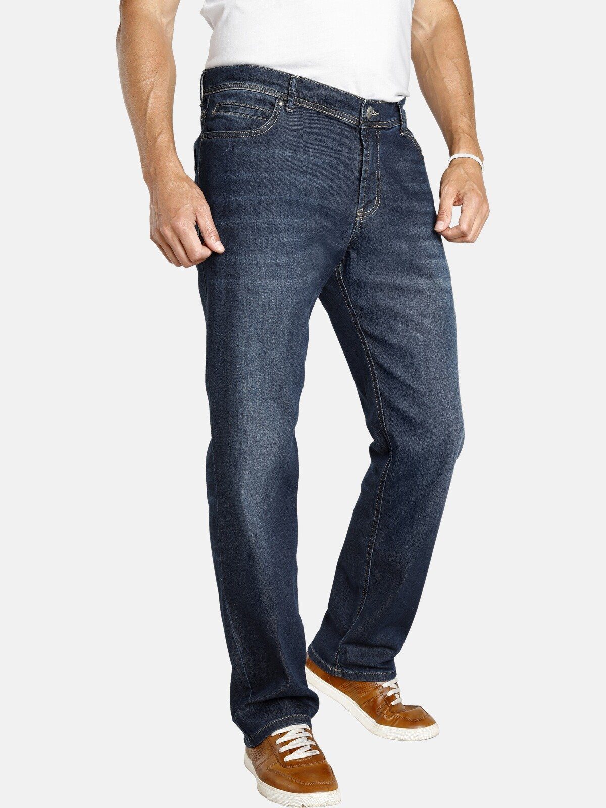 Jan Vanderstorm 5-Pocket-Jeans WICKI aus bequemen Baumwoll-Mix dunkelblau | Straight-Fit Jeans
