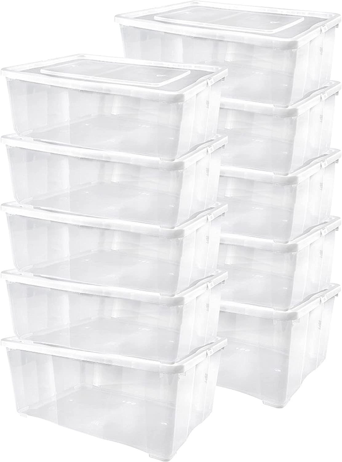 ALPFA Schuhbox 10 er Set je 10,0 Liter Klarsichtboxen Stapelboxen Kunststoffboxen (Spar-Set, 10 Boxen + 10 Deckel), stapelbar