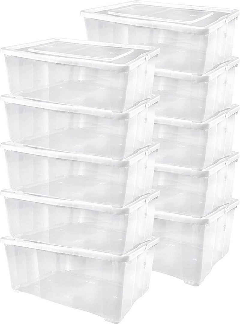 ALPFA Schuhbox 10 er Set je 1,7 Liter Klarsichtboxen Stapelboxen Kunststoffboxen (10 Boxen mit Deckel), stapelbar