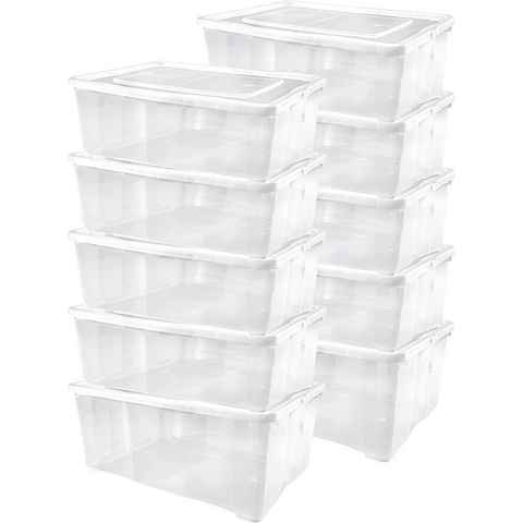 ALPFA Schuhbox 10 er Set je 10,0 Liter Klarsichtboxen Stapelboxen Kunststoffboxen (Spar-Set, 10 Boxen + 10 Deckel), stapelbar
