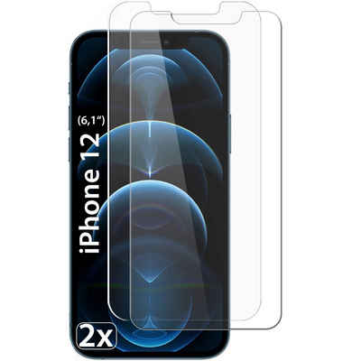 Dooloo Schutzfolie »2x iPhone 12 Panzerglas«, Schutzfolie Panzerfolie echt Glas transparent 9H