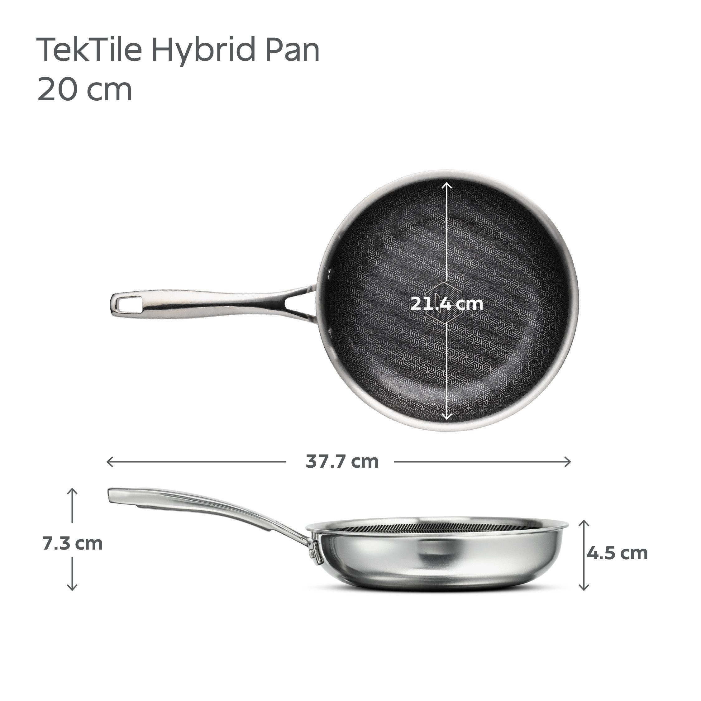 Tramontina Bratpfanne Hybrid TEKTILE rostfreier Edelstahl, keramische Antihaftbeschichtung, Edelstahl, 3-Schicht Material, Wabenstruktur, Antihaftbeschichtung, Induktion
